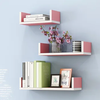 

Creative Bookshelf 3pcs Wall-mounted Storage Rack Bedroom Living Room Furniture Bookcase Potted Stand