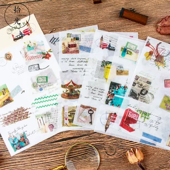 

6 Sheets/Set Retro Old Time Decorative Mobile Sticker Cartoon Scrapbooking DIY Craft Stickers Stationery