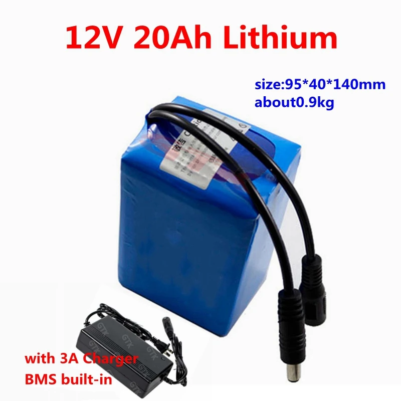 Rechargeable 12V 20ah lithium li ion 18650 battery pack with bms for