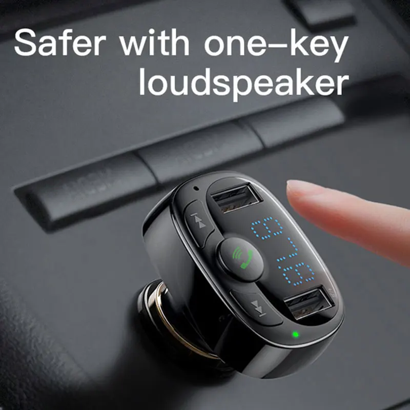 Baseus المزدوج USB شاحن سيارة مع FM الارسال بلوتوث يدوي FM المغير الهاتف شاحن في سيارة ل فون Xiaomi هواوي