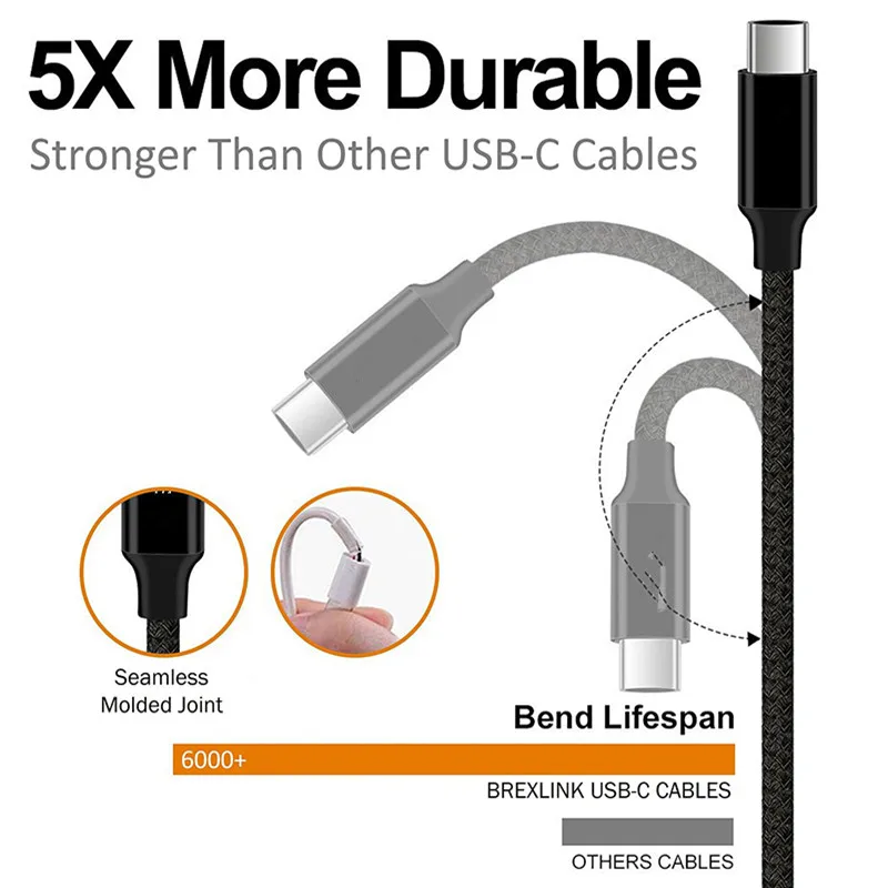 Нейлоновый USB кабель Type C зарядное устройство 25 см короткий 2/3 м длинный для