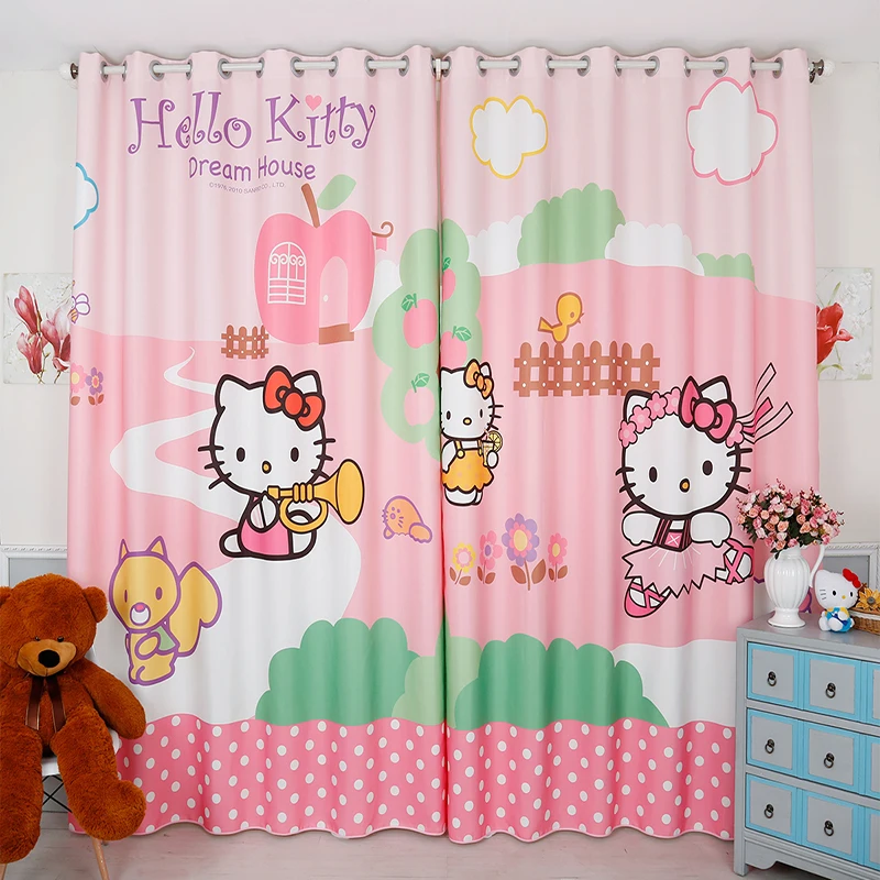Personal Tailor 2pcs 200x260cm Drapery Panel Window Dressing Drape Wave Curtain Nursery Kids Children Room Pink Hello Kitty Cat | Дом и сад
