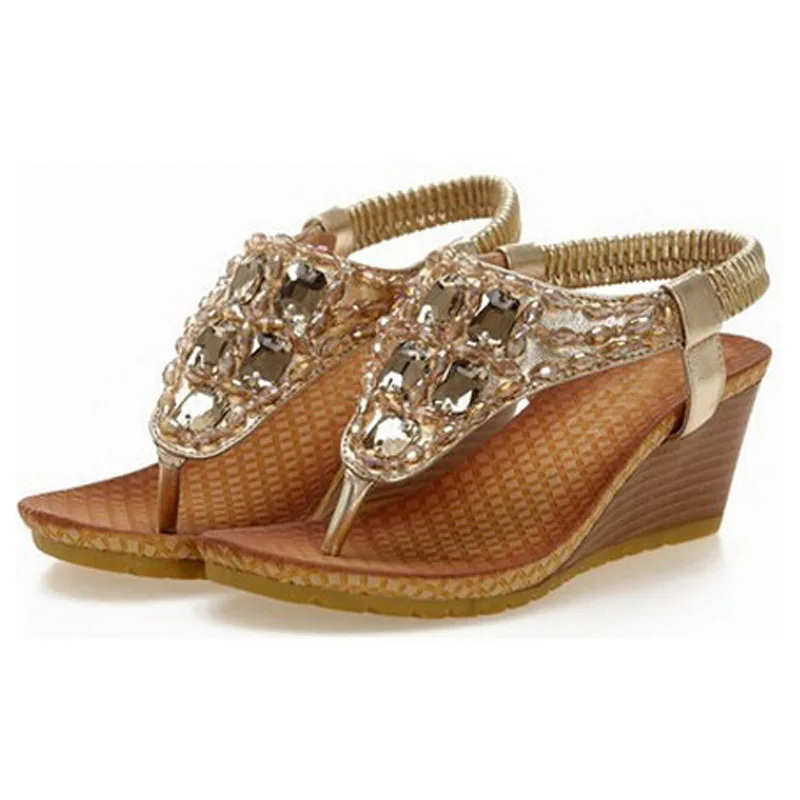 2017 Summer Wedges Sandals With Rhinestone Crystal Female Fashion Sexy