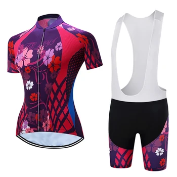 

teleyi Summer Women MTB Bike Cycling Clothing Breathable Mountain Bicycle Clothes Ropa Ciclismo Quick-Dry Cycling Jersey Sets
