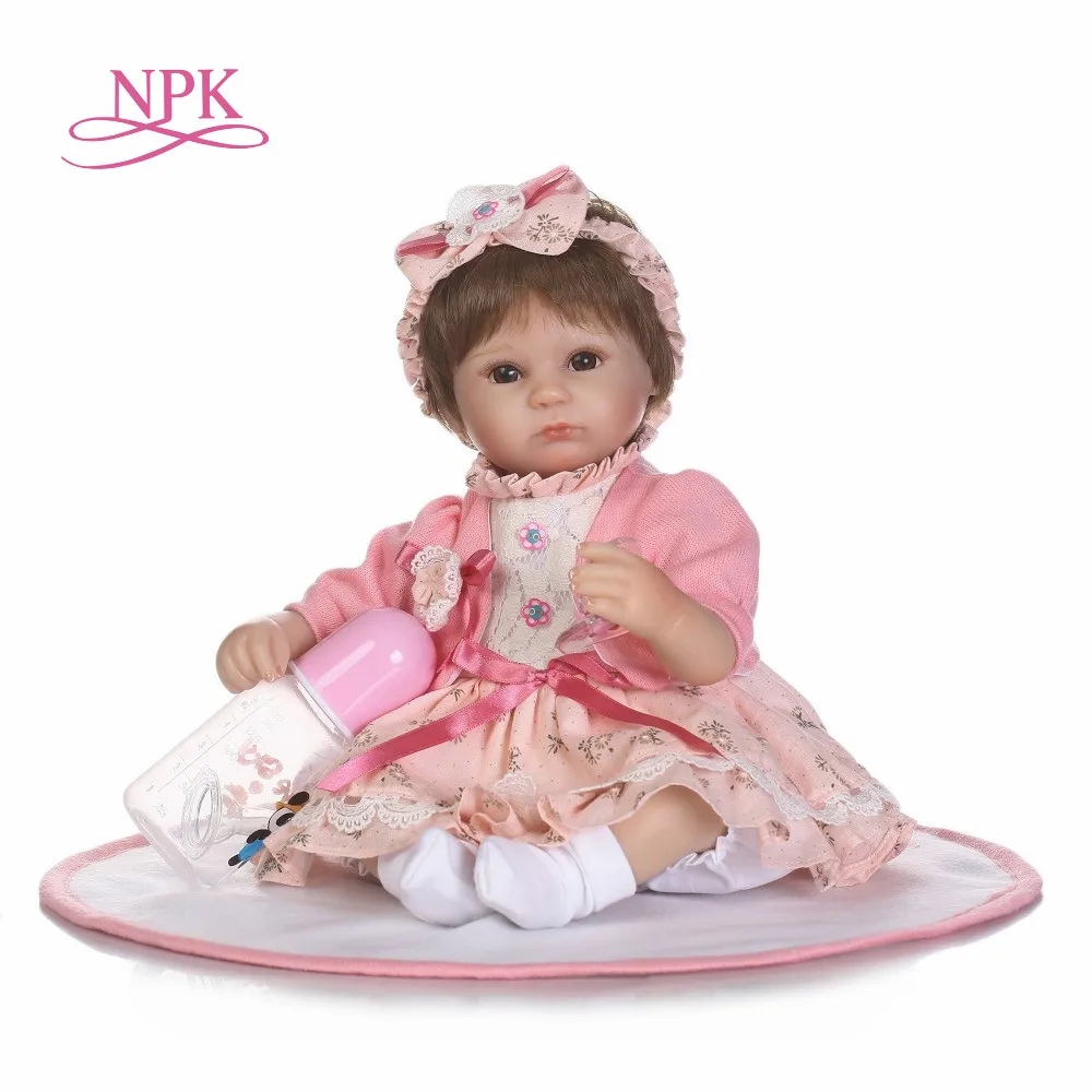 NPK Boneca Reborn 18inch Soft Silicone Vinyl Dolls 43cm Soft Silicone Reborn Baby Doll Newborn Lifelike Bebe Reborn Dolls