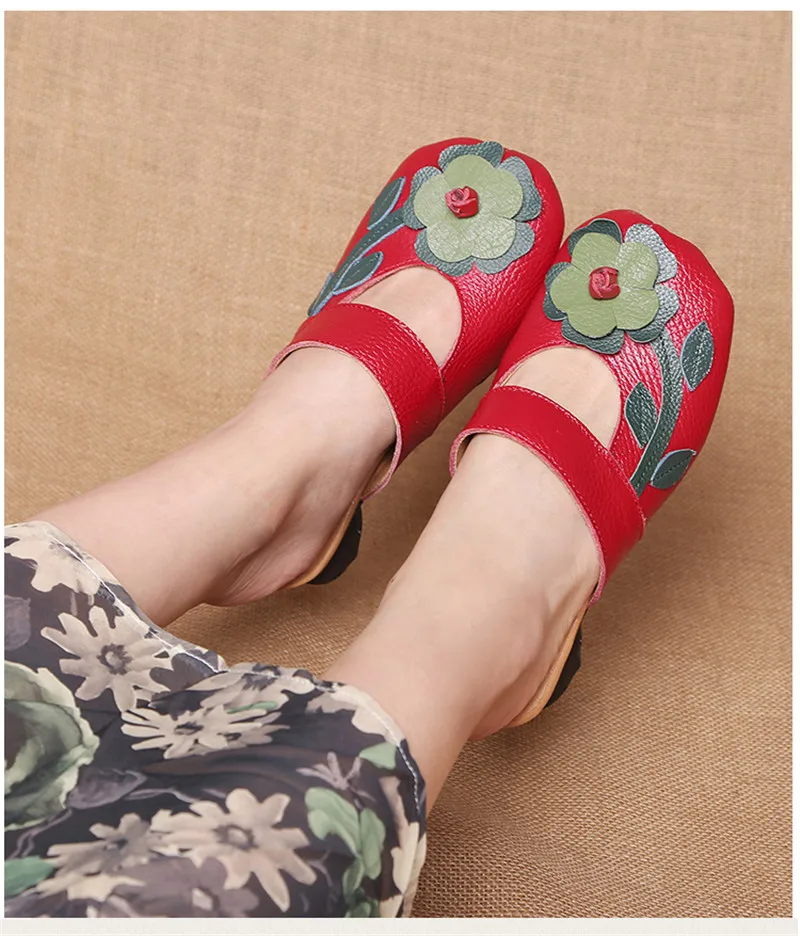 2018 New Summer National Style Women Slides Genuine Leather Half Slippers Retro Handmade Ladies Shoes Comfortable Female Sandals (20)