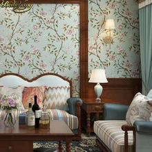 Beibehang papel де parede 3D пасторальные цветы птица обои тисненые зеленые обои для гостиной ТВ фоновое покрытие