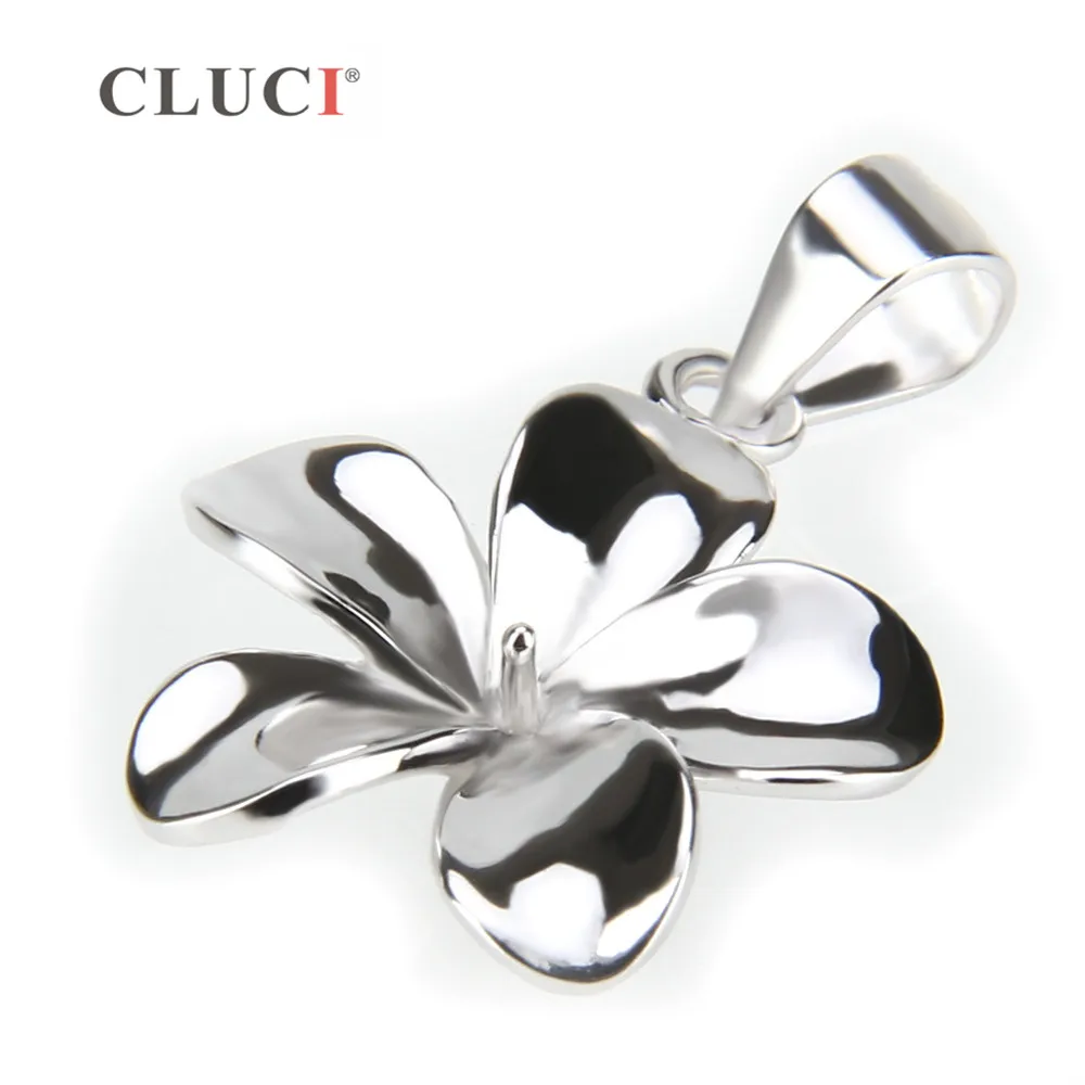 Flower Shaped Silver 925 Pearl Pendant Mounting Women Necklace Making 925 Sterling Silver Charms Pendant SP030SB