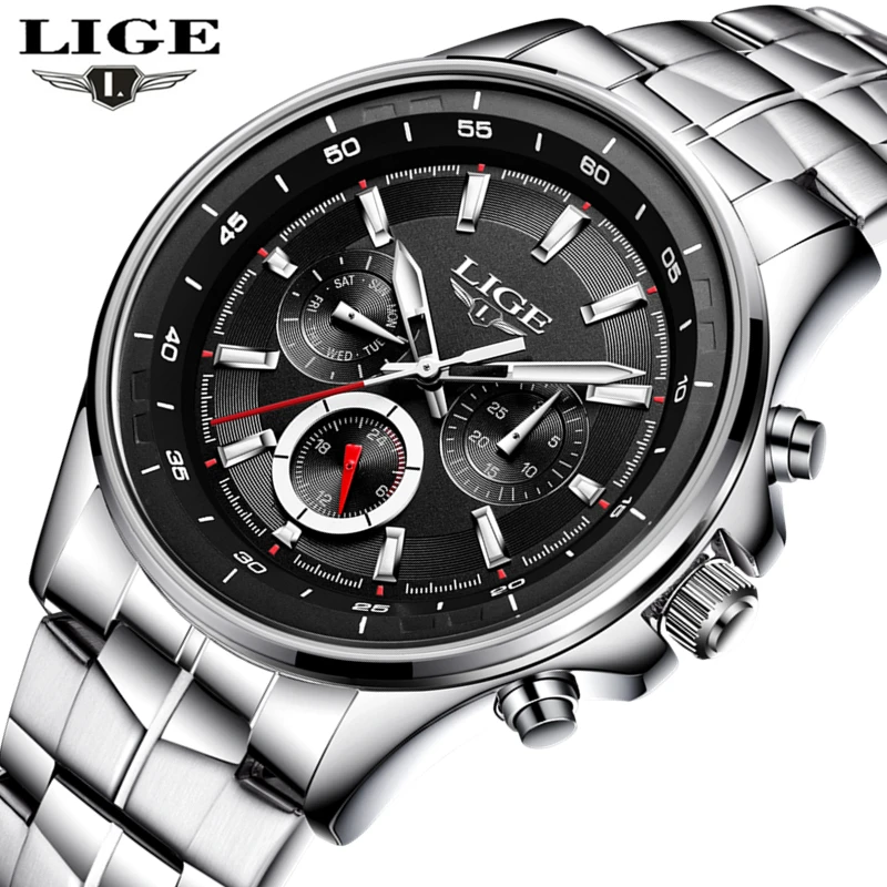 Koop LUIK fashion business quartz klok heren rvs waterdichte sport horloge mannen multifunctionele militaire horloge mannen horloge