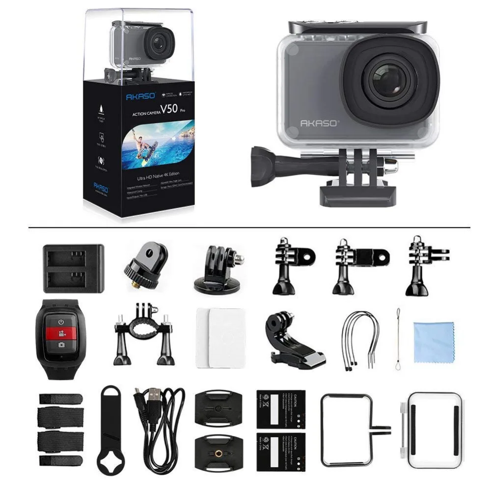 AKASO V50 PRO 4K 30fps 20MP WIFI Экшн камера с сенсорным экраном ELS на открытом воздухе