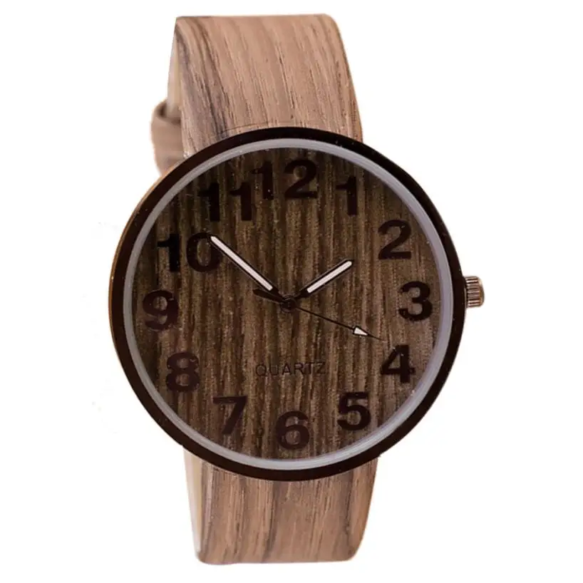 

Timezone #401 Duobla Brand simple Style Wood Grain Leather Quartz Watch Women Dress Wristwatches 4