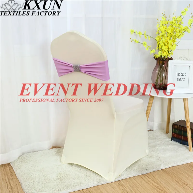 Топ продаж лайкра лента Подвязка из спандекса для стула с чистой пряжкой для свадебного мероприятия украшение для стула - Цвет: lilac