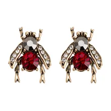 Новые модные уникальные серьги в виде пчелы с кристаллами, Симпатичные массивные серьги из сплава, штифт с насекомым для женщин, вечерние ювелирные изделия, аксессуары