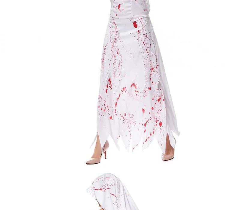 Костюмы для Пурима на Хэллоуин для женщин белая кровь зомби Труп невесты Costume& Cosplay платье жуткий, пугающий Одежда для взрослых женщин