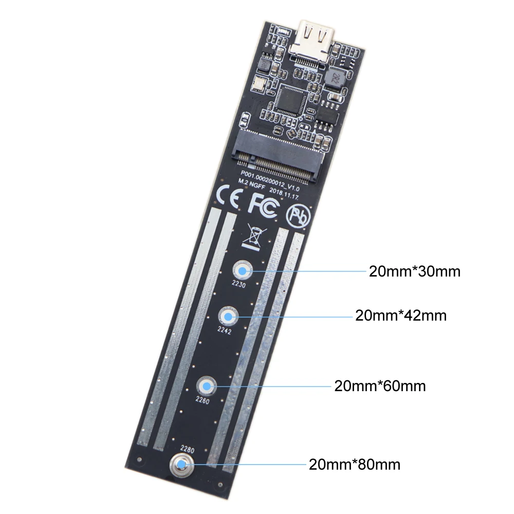 Внешний M.2-USB C SSD чехол NGFF SATA-based B Ключ к type C 3,1 Gen 1 SSD корпус UASP для 2230-22280 твердотельных накопителей
