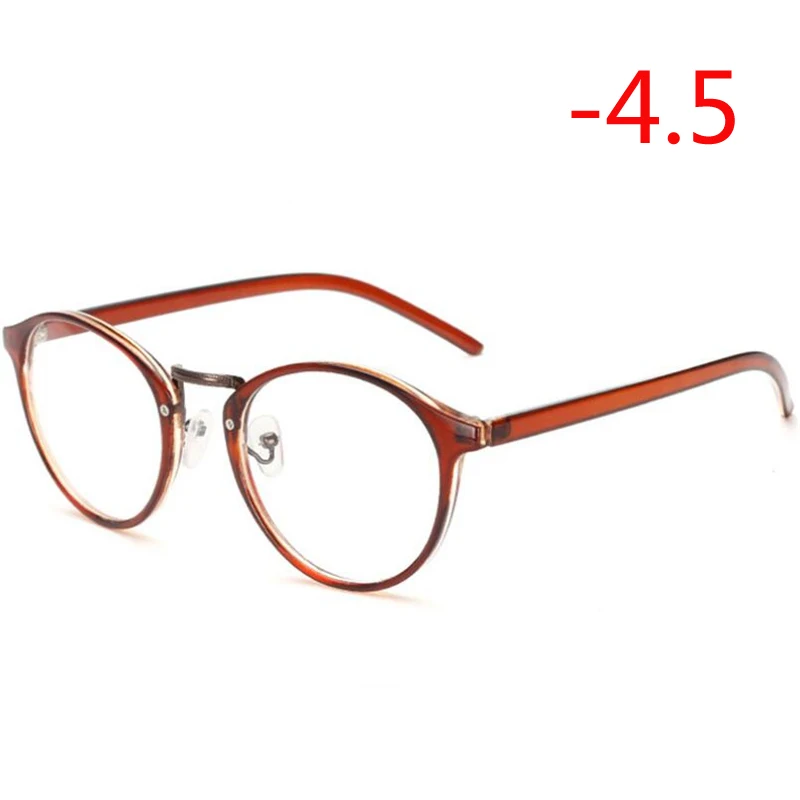 Ретро Круглый глаз очки для мужчин и женщин Ультра светильник близорукость очки готовые-1-1,5-2-2,5-3-3,5-4-4,5-5-6,0 - Цвет оправы: Myopia 450