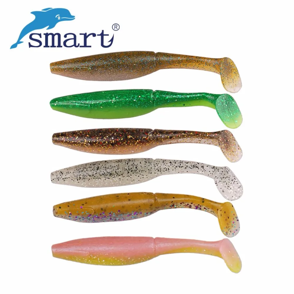 Smart 10 шт./лот см/9 3 г Мягкая рыболовная приманка с одним T-образным хвостом