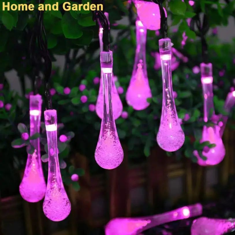 Outdoor Garden Party 30 LED Raindrop Teardrop Solar Powered String