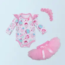 Комплект из 3 предметов; юбка-пачка для маленьких девочек; юбка-пачка; комбинезон в полоску с изображением курицы; повязка на голову; одежда для маленьких девочек