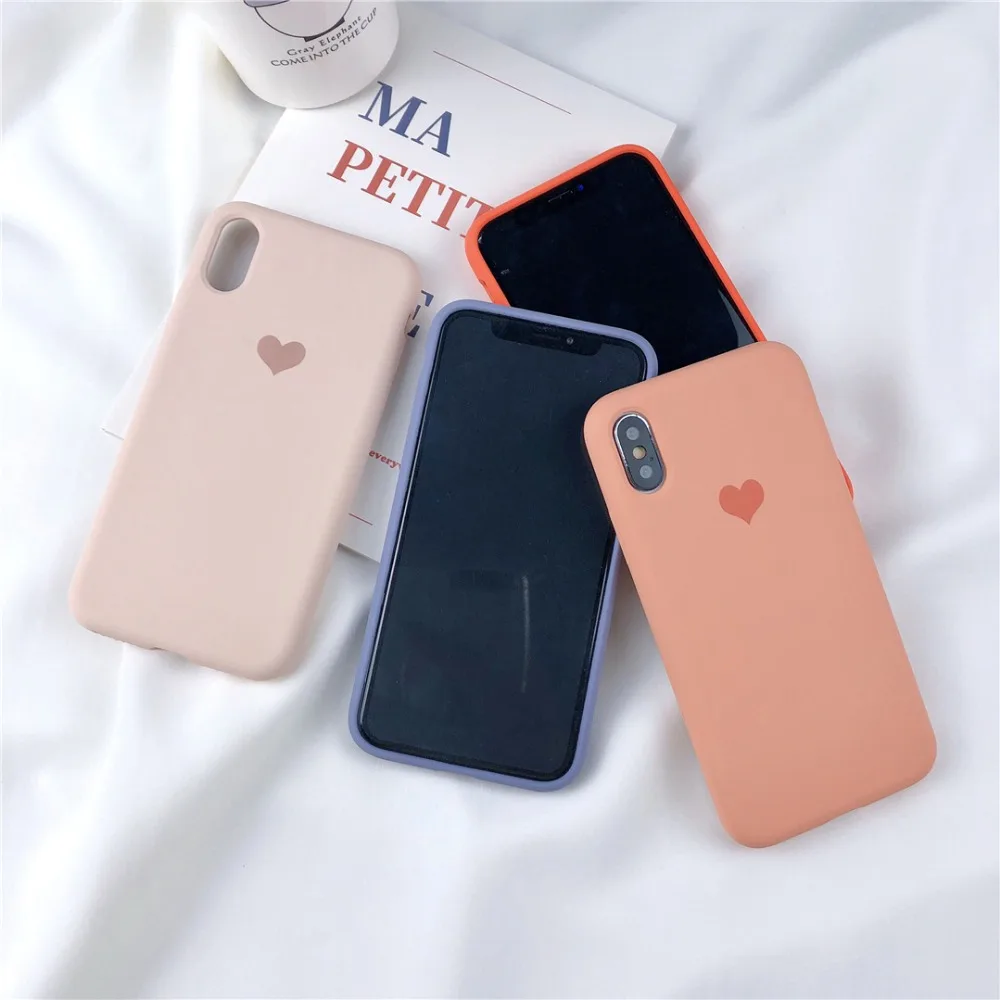 HUANQING Fashion Love Liquid mobile phone case For X XR XS Max 6 6S 7 7Plus 8 8Plus Protective Cover Sugar color case06