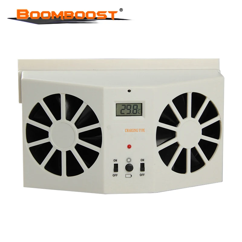 

new Ivory Solar Powered Car front/rear window Air Vent Cool Cooler Fan Summer gift Without battery