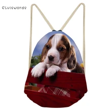 ELVISWORDS маленький дамский рюкзак со стягивающим шнуром собаки «Бигль» с принтом дорожная женская сумка школьная сумка для девочек Повседневная сумка для покупок пляжные сумки