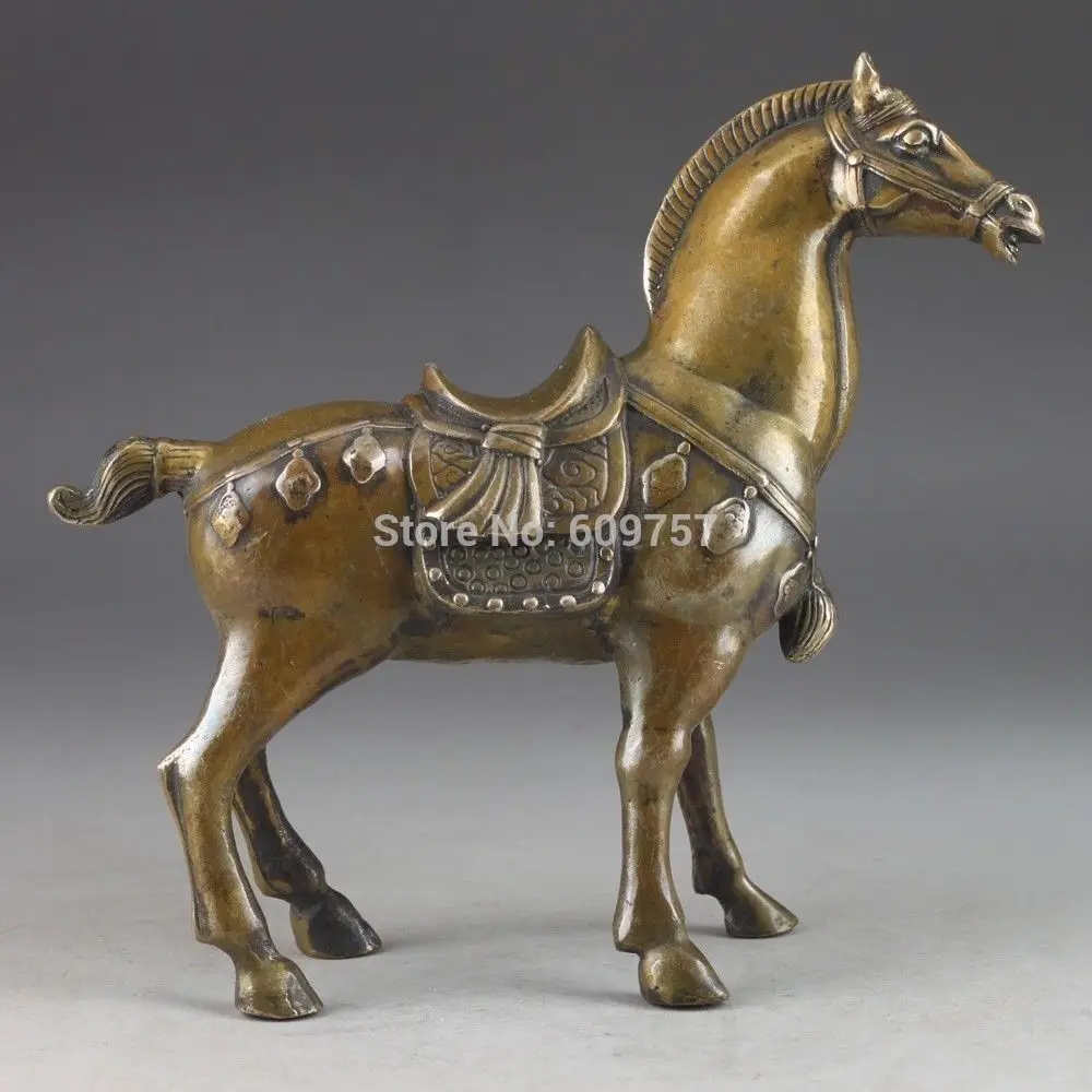 

rare luck Chinese Brass Old Handwork Hammered Steed Superb Statue Lucky Collectable gift art bronze Genuine copper