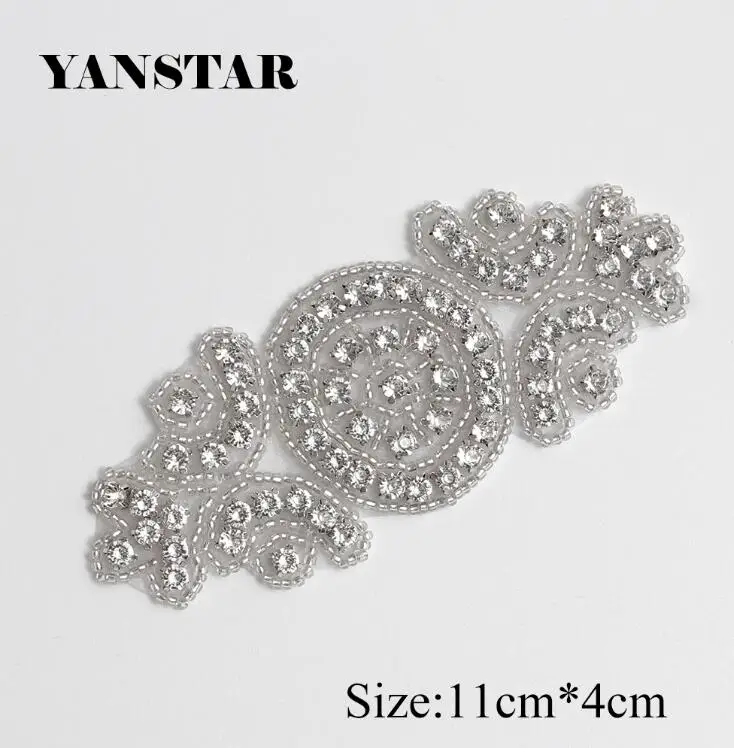 YANSTAR 50 шт.; ; детское нижнее белье ремешок для свадебного платья аппликации со стразами ручная вышивка стразами пояс для Свадебные аксессуары для одежды YS970 - Цвет: Silver