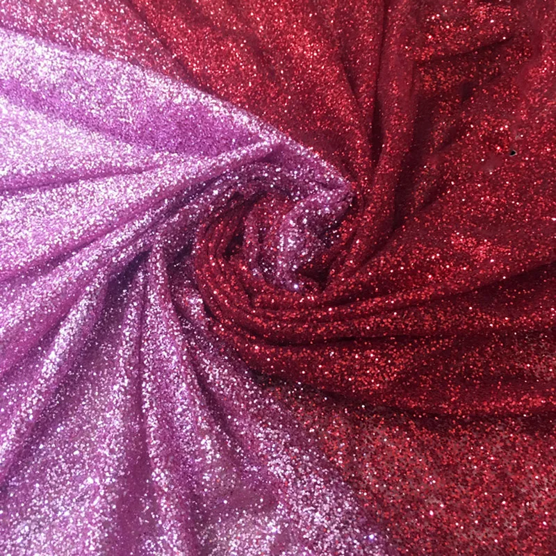 

1 Yard 2018 New Red Pink Gradual Color Giltter Sequin Fabric High End Fashion Show Material DIY Flashing Dress