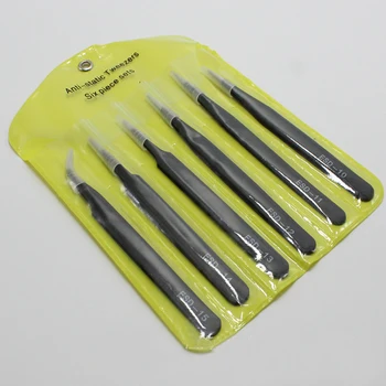 

10sets 6 in 1 Safe Anti-static Stainless Steel Tweezers Repairing Maintenance Tools for Mobile Maintenance Tools