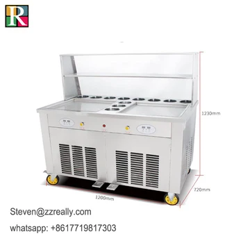 

stainless steel Double pan fried ice cream machine with 11 tank fried ice cream roll maker