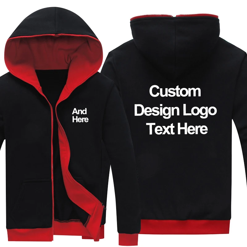 Дропшиппинг логотип на заказ черно-красный Свитшот Толстовка на заказ Печать логотипа графические толстовки пальто куртка