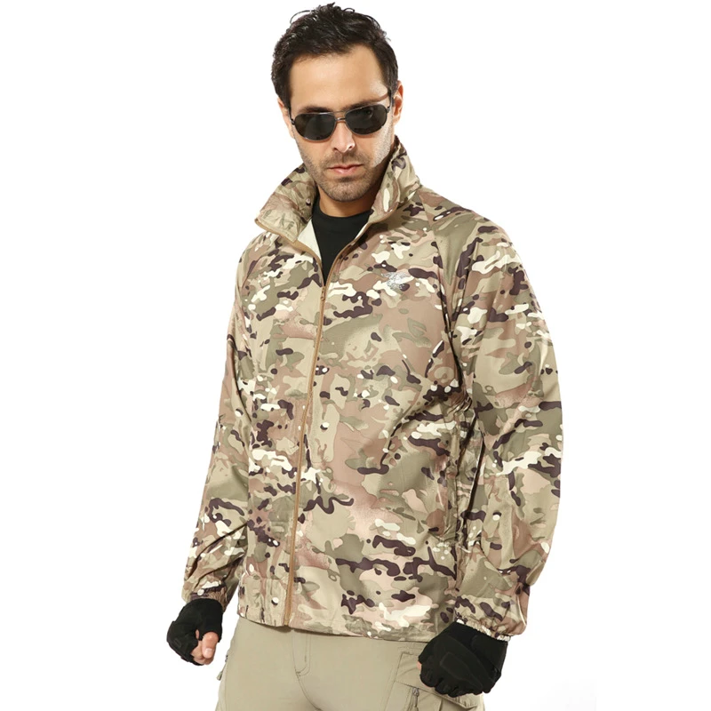 Летняя мужская куртка-бомбер, камуфляжная, тактическая, уплотненная кожа, солнцезащитная, водонепроницаемая, Comabt, камуфляжная куртка, пальто, мужская верхняя одежда, ветровка для мужчин
