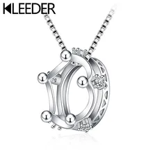 

KLEEDER Romantic Silver Color Fashion Crown Pendant Necklace Jewelry for Women Crystal Couple Pendant Necklaces Anniversary Gift