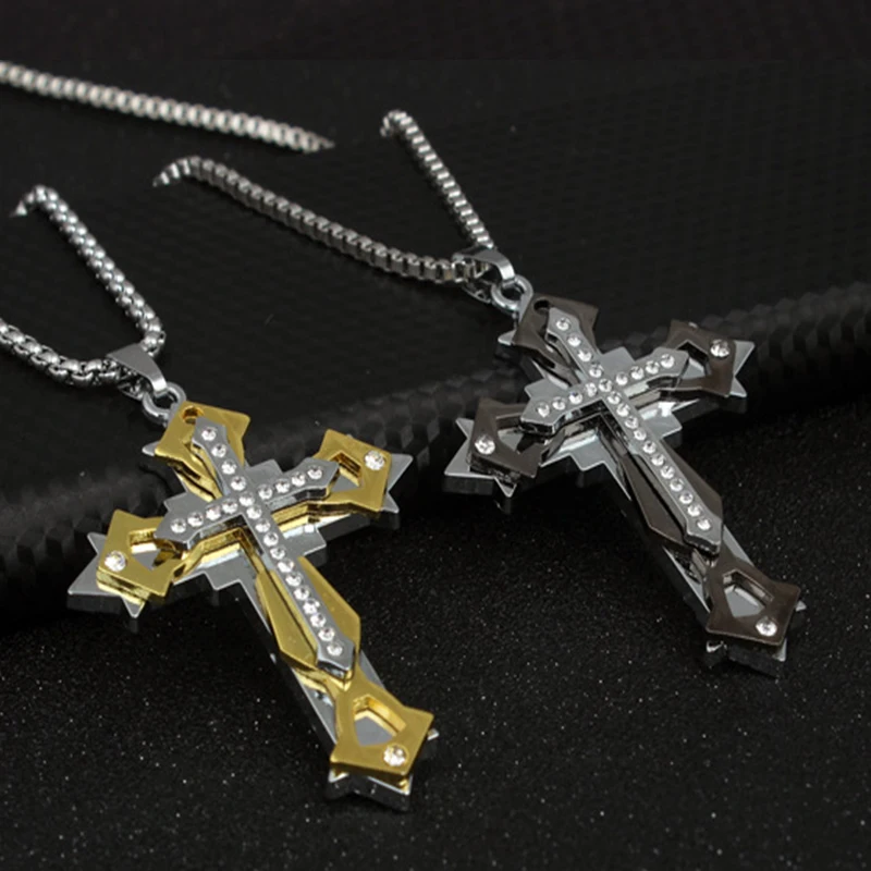 

Ice out Jesus Cross Hip Hop Pendant Studded Zircon Men's Necklace Jewelry
