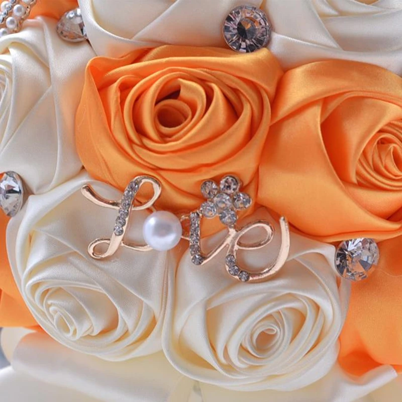 Горячие оранжевые и кремовые strystal украшения для букета невесты свадебные букеты для украшения свадьбы