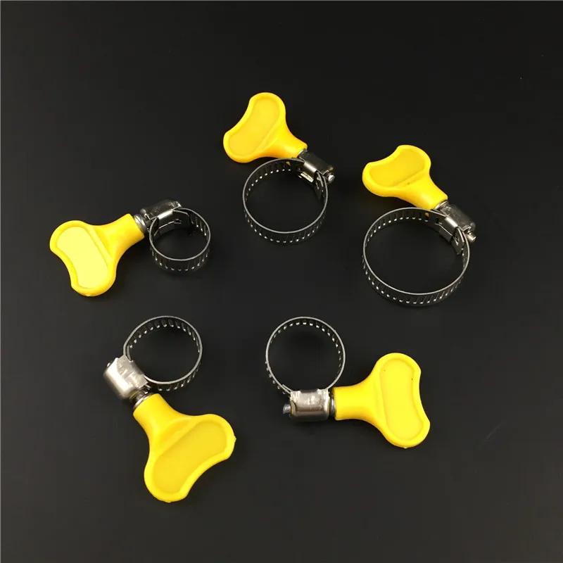 6 pclot Homebrew Pipe Clamp Fit 6mm O.D ~ 44mm O.D Tube Plastic Handle Stainless Steel butterfly Hose Clamp (16)