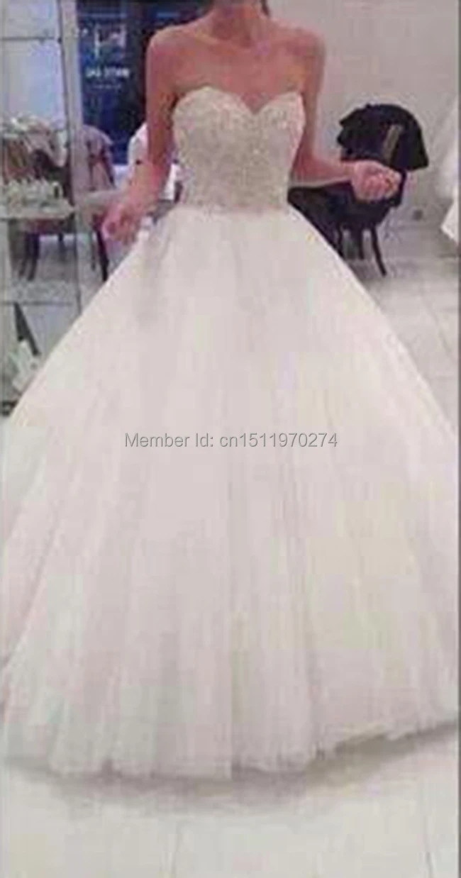 Элегантный Бальное платье Кристалл Принцесса Luxurous Свадебное Платье Тюль Паффи Свадебное Платье Свадебные Платья novia casamento 2015 (SLW-004)