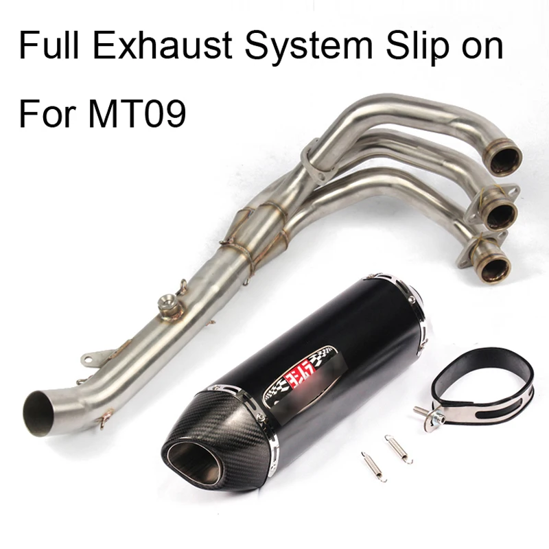 

Carbon Fiber+stainless Steel Full Exhaust Sysem Modified Muffler with Front Link Pipe Slip on For MT09 Moto Escape