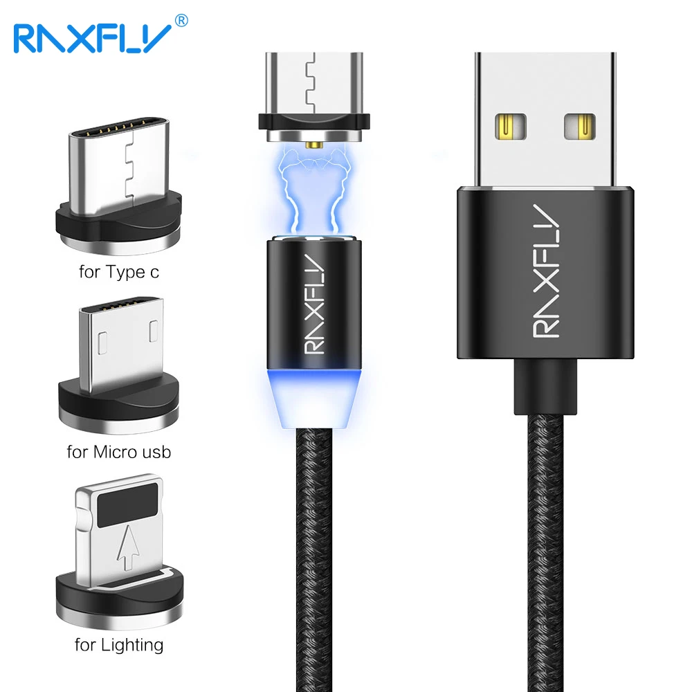 RAXFLY Magnetic Charge Cable For iPhone Cord Magnet Micro USB Cable For Samsung S9 Charging Wire USB Type C Cable For Huawei P10