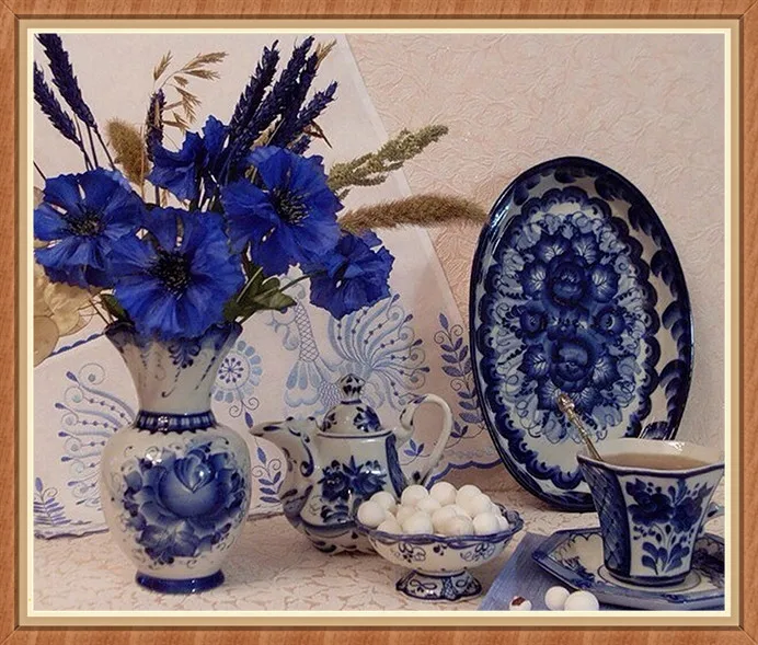 5D DIY Diamond Painting Blue and white Still life Diamond Embroidery Cross Stitch Rhinestone Mosaic Painting Home Decor_1