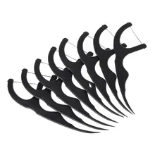 Палевый MUM 50 шт. бамбуковый уголь зубная нить зубочистки палочка для ухода за полостью рта чистка зубов черный цвет