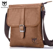 Bullcaptain vintage mode für männer umhängetasche 100% echtem leder männer schulter crossbody tasche marke design mann tasche braun