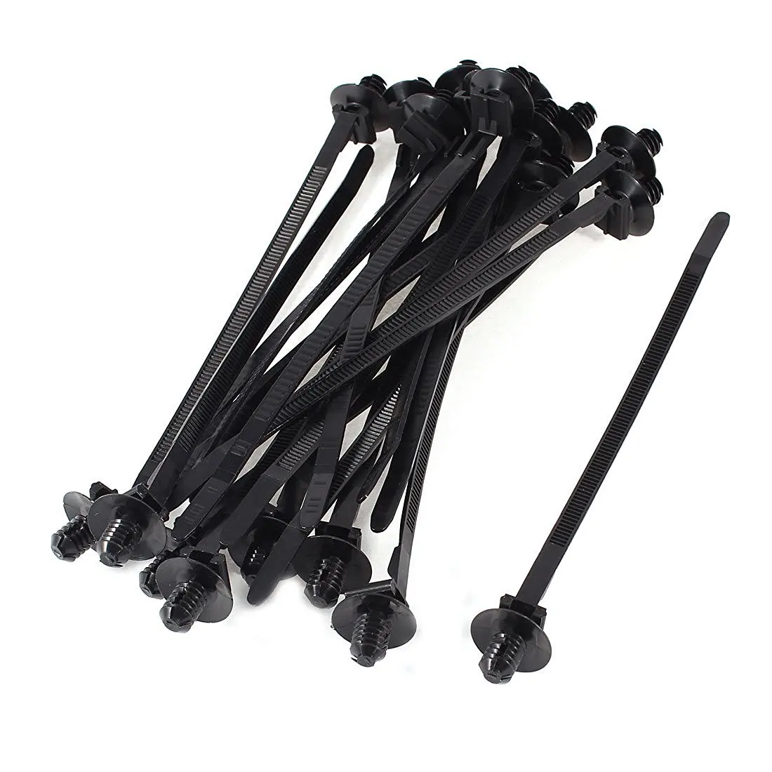 Nylon Push Mount Car Dome Cable Zip Tie, 162mm Length, 20 Pcs, Black-in