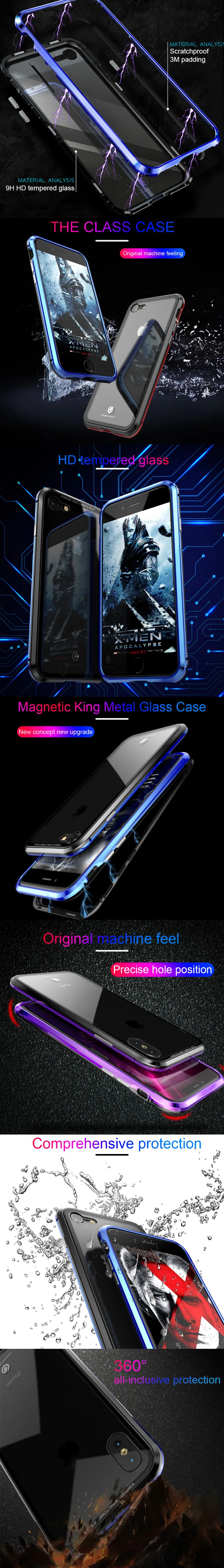 Magnetic Adsorption Case For Iphone X 8 7 Plus Clear Tempered Glass + Built-in Magnet Case For Iphone 10 Metal Ultra Cover Back  (20)