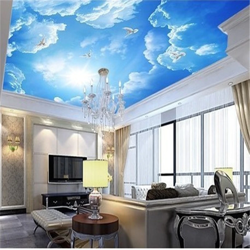 

beibehang photo wallpaper Large clouds 3d ceiling lobby living room ceiling conference 3d mural wallpaper for wall wall paper