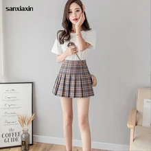 Harajuku Новая клетчатая юбка Студенческая красивая модная женская мини-юбка женская плиссированная юбка mujer moda kawaii плюс размер юбка