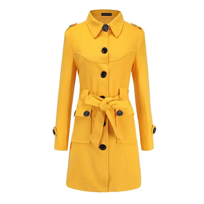 Высокое качество 2018 Новая мода Женские Длинные рукава шерстяные пальто Повседневная нагрудные Женская плотная верхняя одежда женская