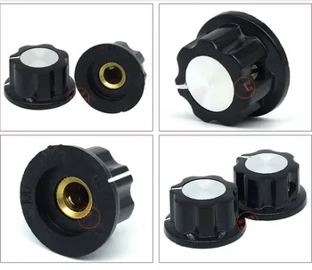 

50PCS Hexagon type bakelite knobs potentiometer cap 6mm diameter B01 24MM,B02 28MM, B03 34MM