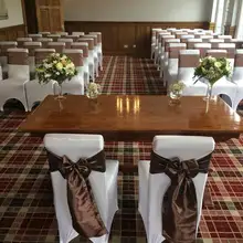 10 шт./партия шоколадная атласная крепежная створка стула банты " x 106" Банкетный Свадебный декор